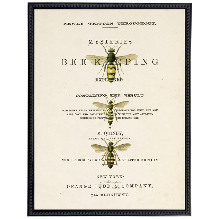 Vintage Illustrated Bee Keeping Custom Framed Art
