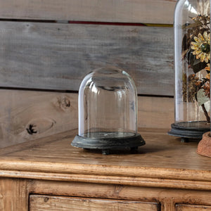 Vintage Style Glass Display Dome w/Weathered Black Base