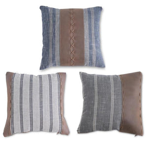 Cotton & Leather Square Pillows