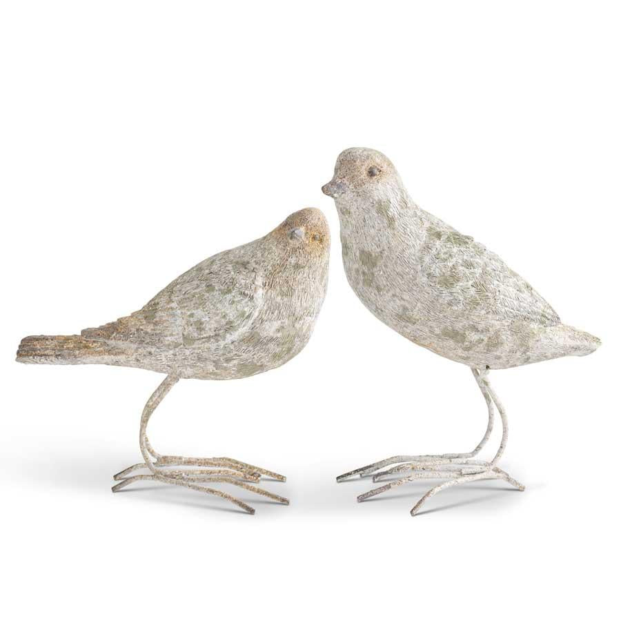 Distressed Patina Finished Resin Birds w/Metal Feet