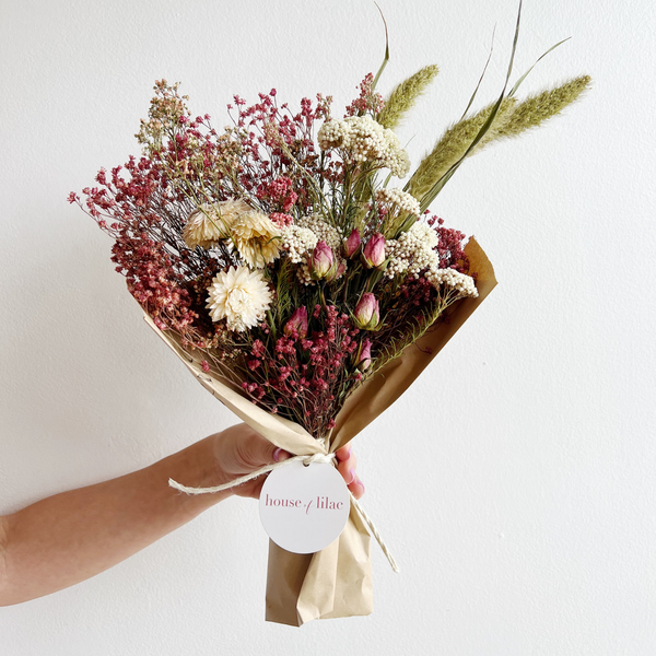 Dried Flower Mini Bouquet - Classic  Nude + White - Moss & Embers Home  Decorum