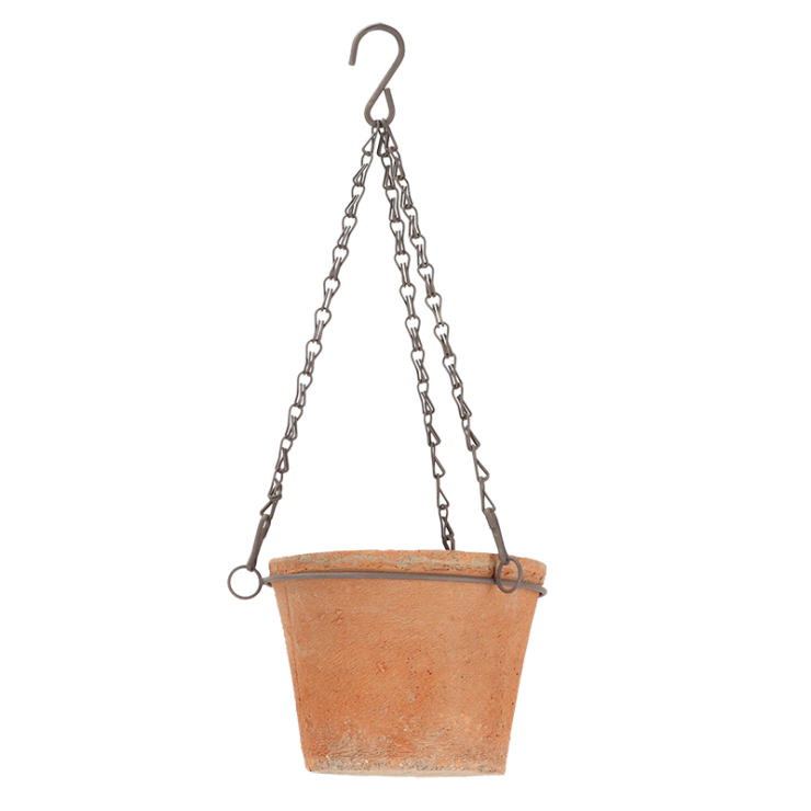 Aged Terracotta Hanging Flower Pot - Large