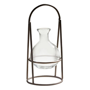 Glass & Metal Conical Flask Vase Holder