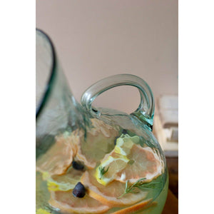 Handblown Recycled Glass Tilted Pitcher