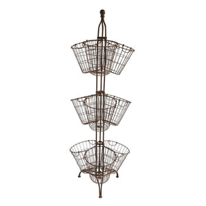 Rust Finish Metal Stand w/ 9 Wire Baskets