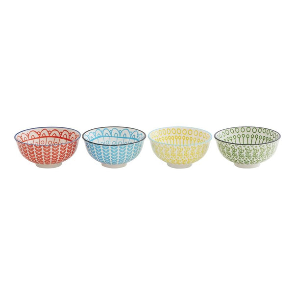 Hand-Stamped Multicolor Pinch Pot Bowls