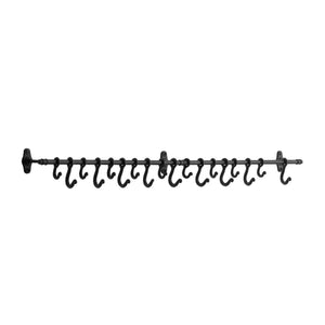 Black Forged Metal Wall Rod w/18 Hooks