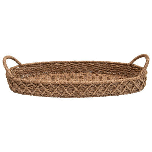 Decorative Seagrass Bangkuan Weave Oval Tray w/Handles
