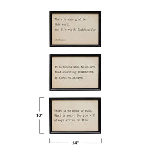 Wood Framed Wall Decor w/Three Diff Sayings