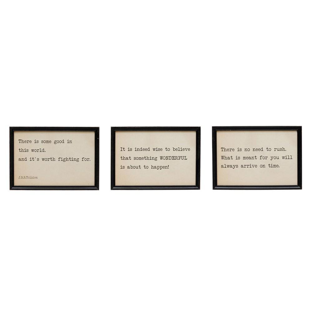 Wood Framed Wall Decor w/Three Diff Sayings