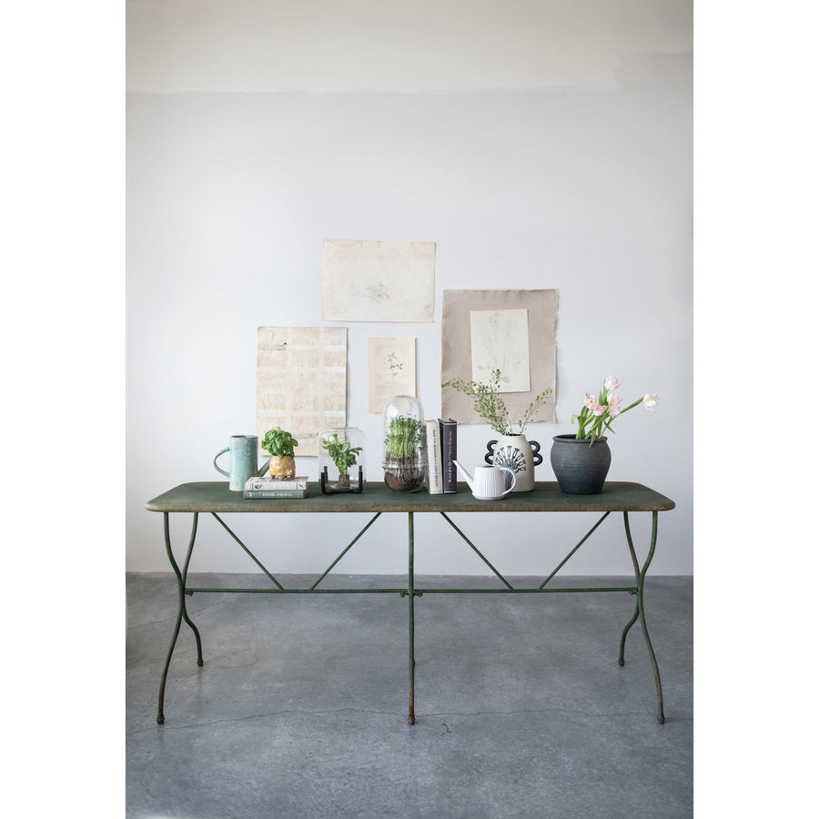 Distressed Green Metal Table