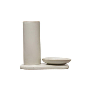 Matte White Stoneware Incense Dish/Holder w/Reactive Glaze