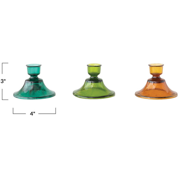 Colored Glass Taper Holders Moss & Embers Home Decorum