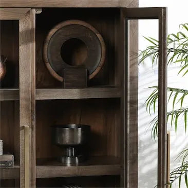 Bradley Oak Wood Tall Cabinet | Cocoa Brown