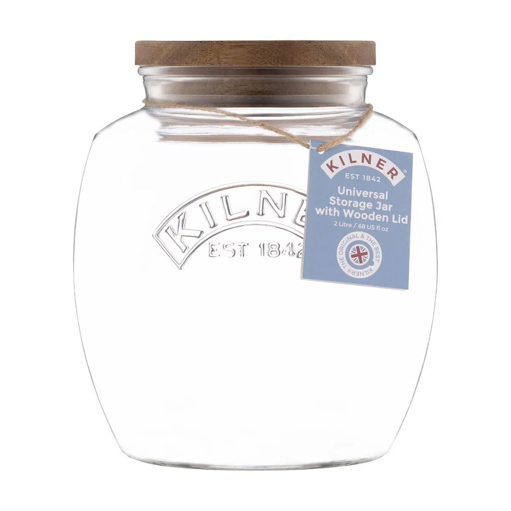 Kilner Universal Push Top Storage Jar w/ Wooden Lid