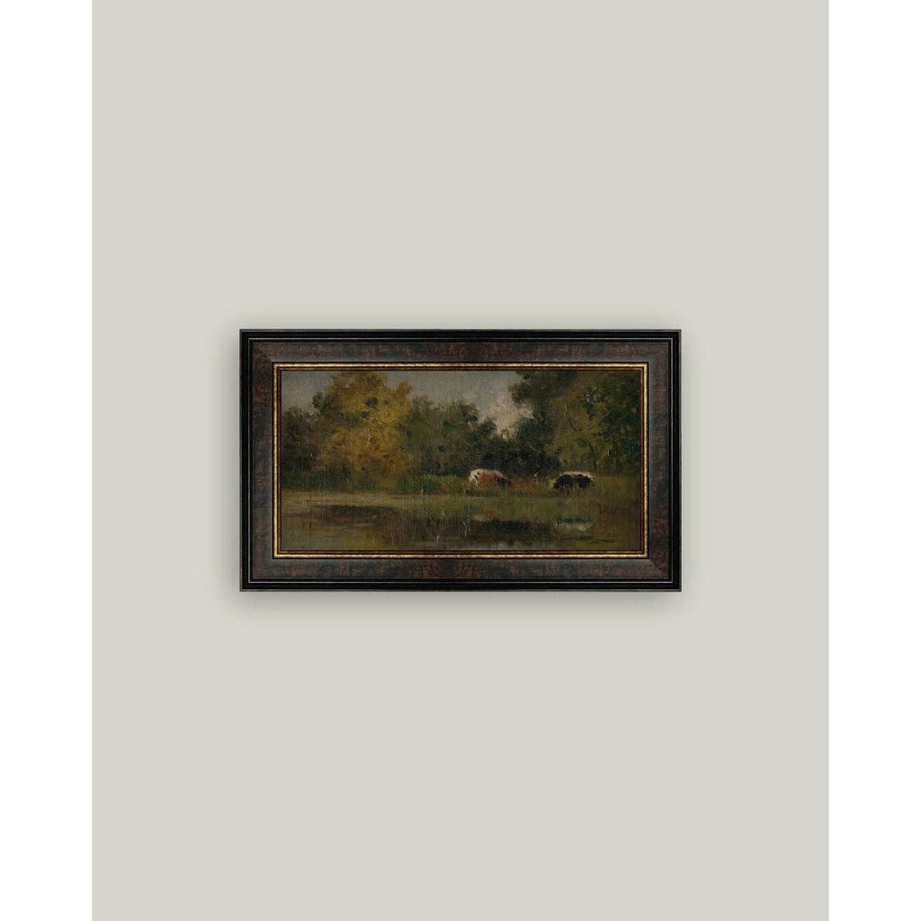 In The Pasture Antique Framed Art | 14x9
