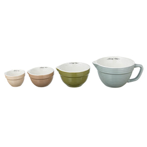 S/4 Stoneware Batter Bowl Measuring Cups