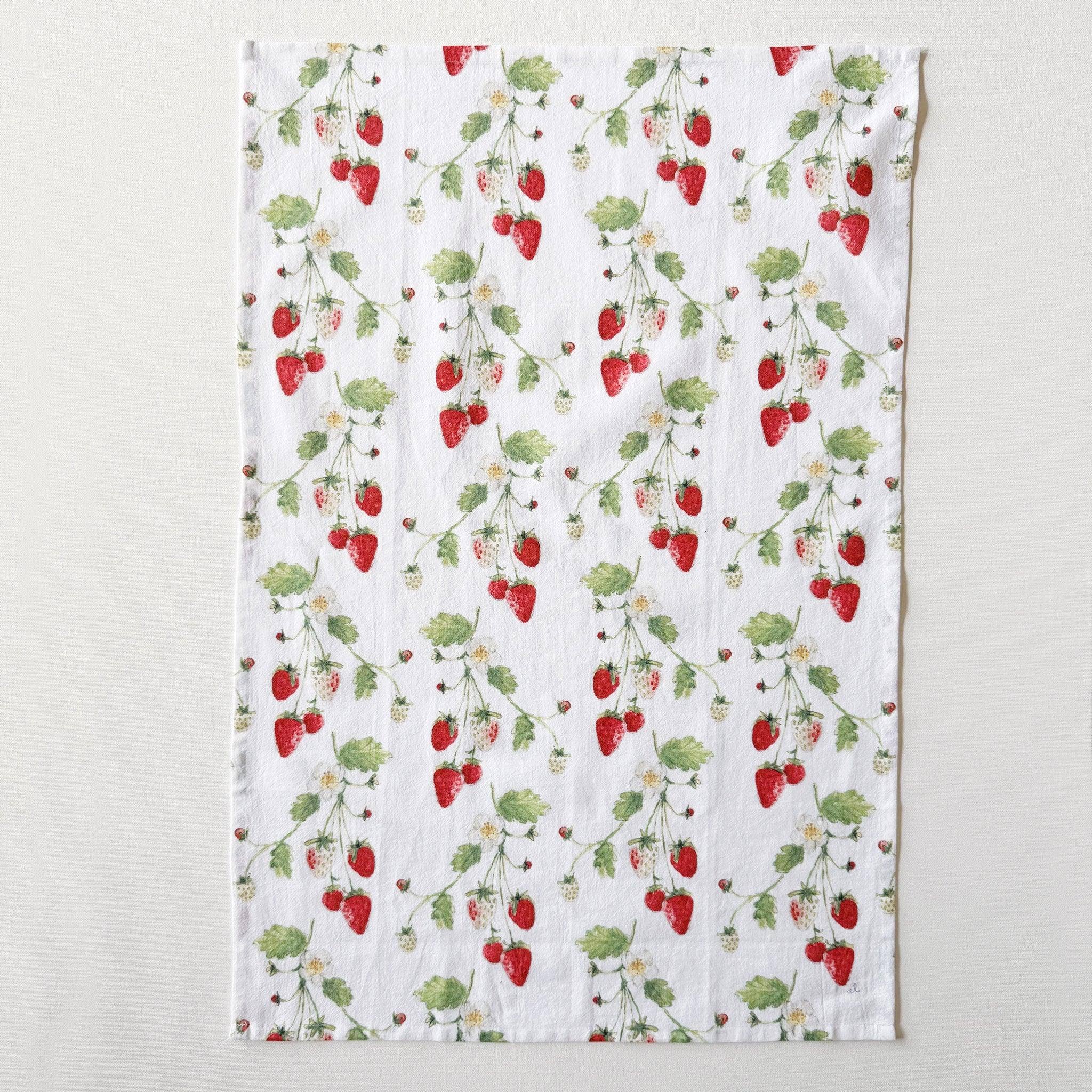 Cotton Flour Sack Tea Towel | Strawberry