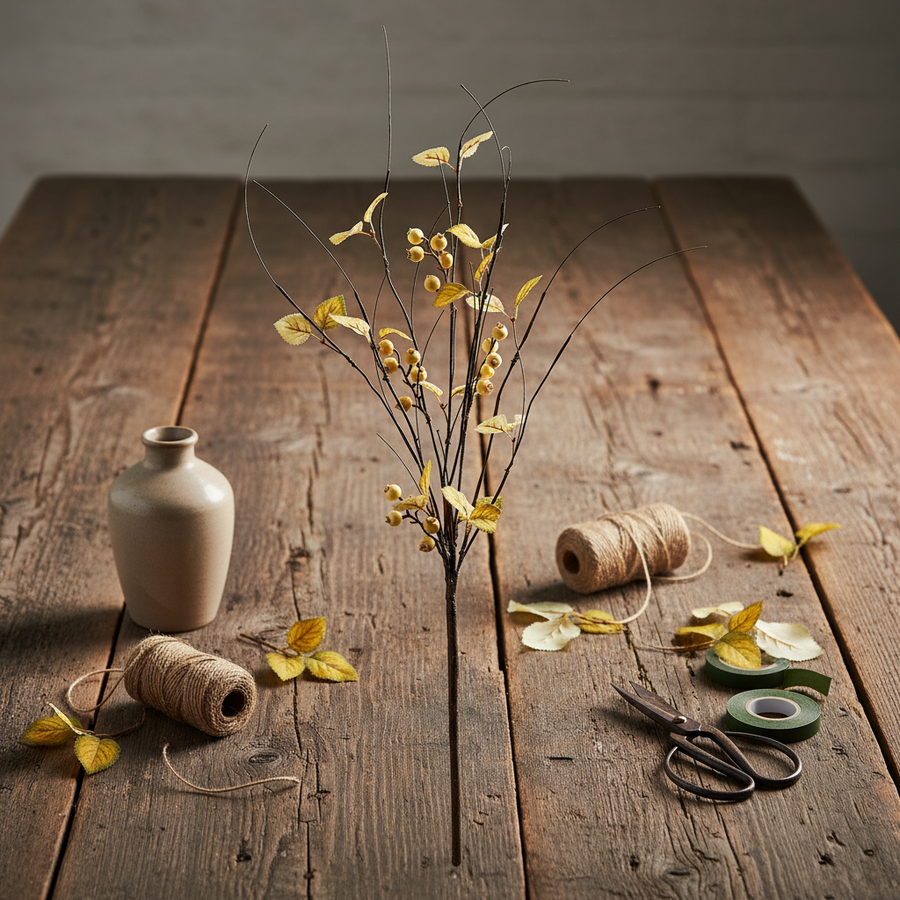 Golden Wave Leaves & Berry Branch