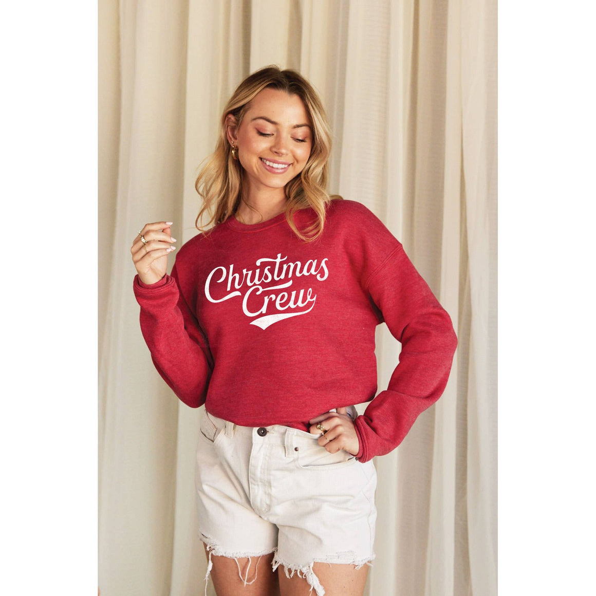 Christmas Crew Graphic Sweatshirt  | Cranberry Heather