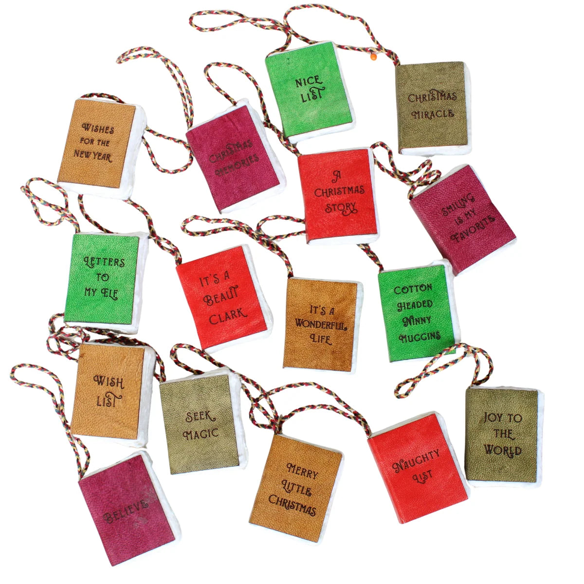 Mini Leather Book Christmas Ornament