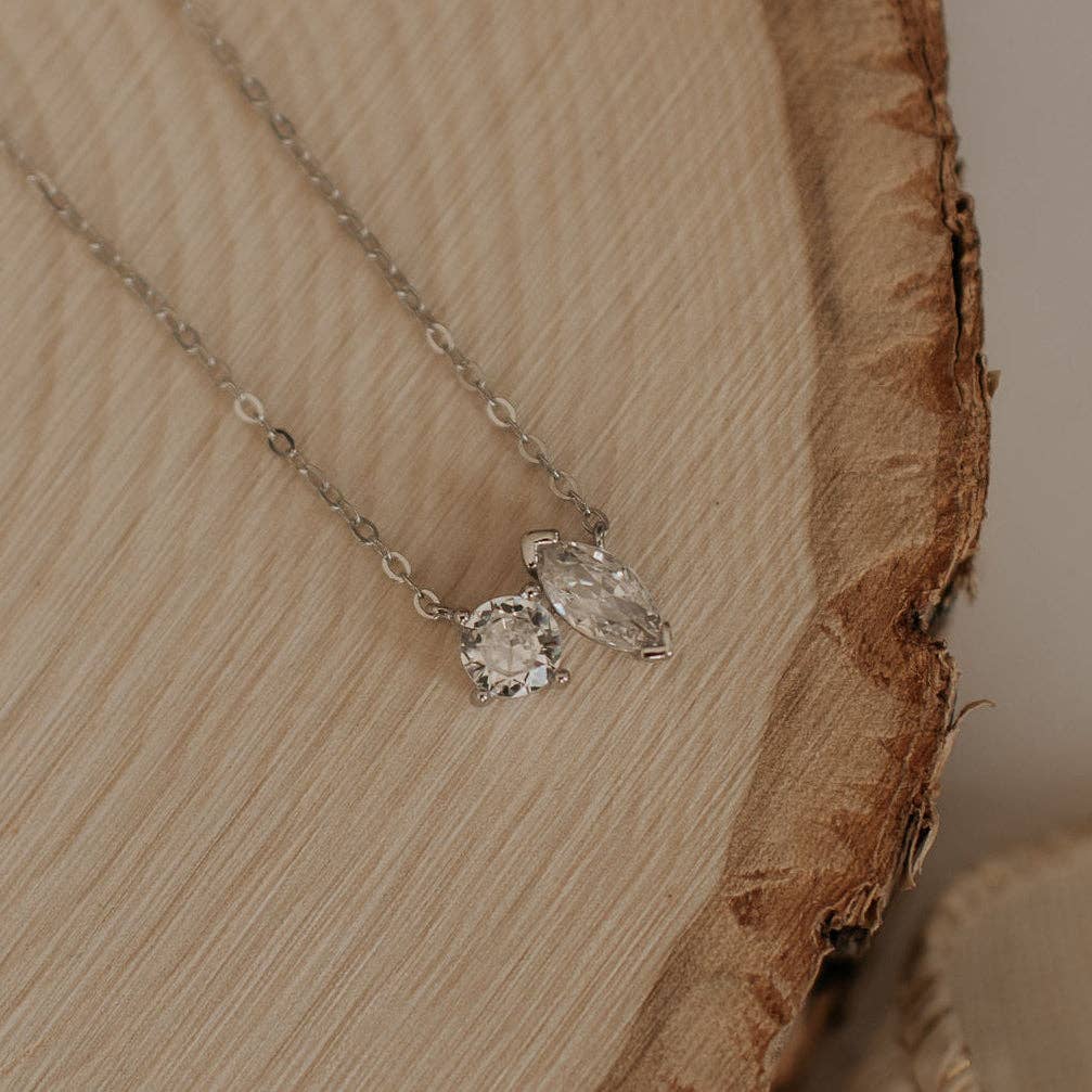 Sloane Two Stone Diamond Necklace | Gold