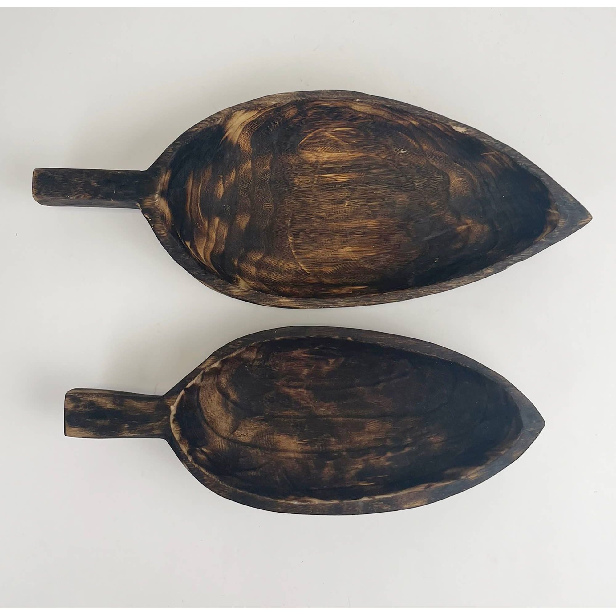 Charred Finish Paulownia Wood Oblong Bowl
