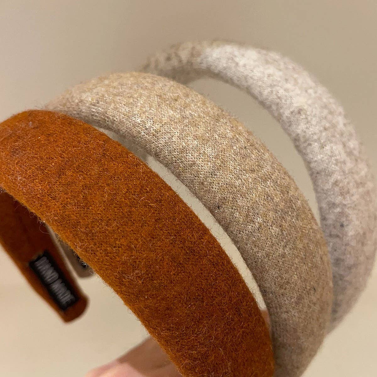 ACCITY - SOLID COLOR WOOL HEADBAND HAIRPIN HEADDRESS_CWAHA4027: Beige / (OS) 1