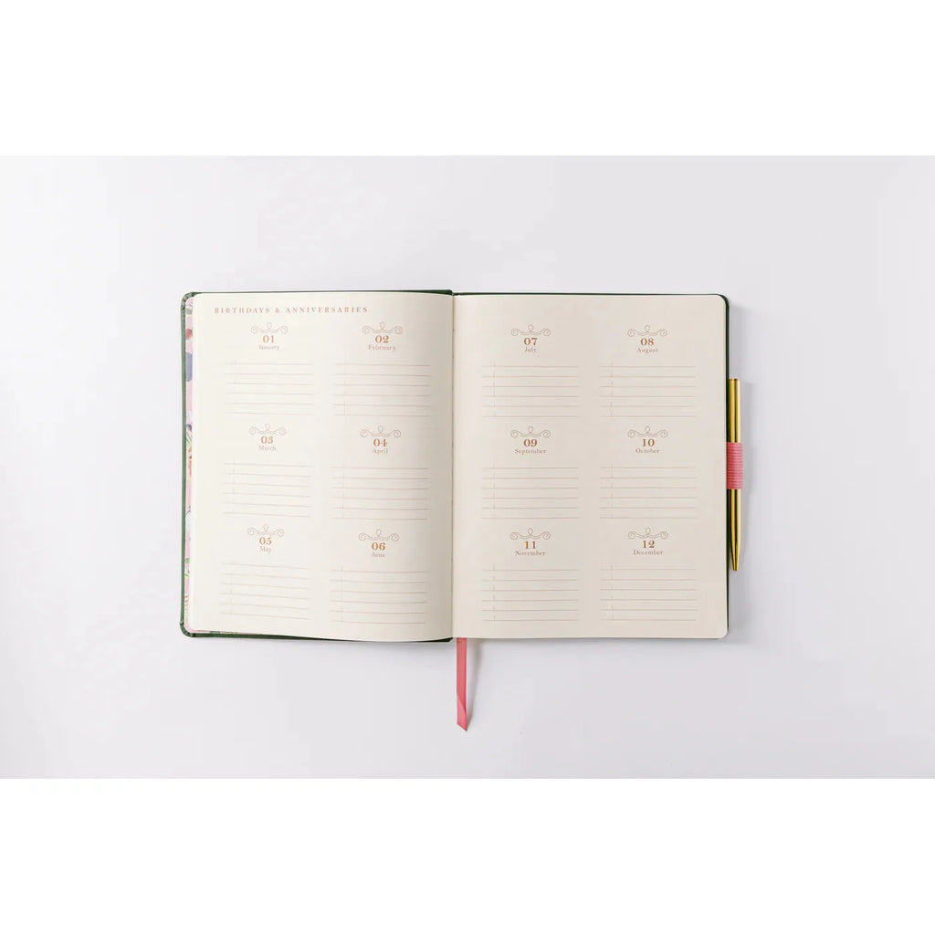 2025 Banner Agenda 17-Month Weekly Vegan Leather Bound Planner | Forest Green