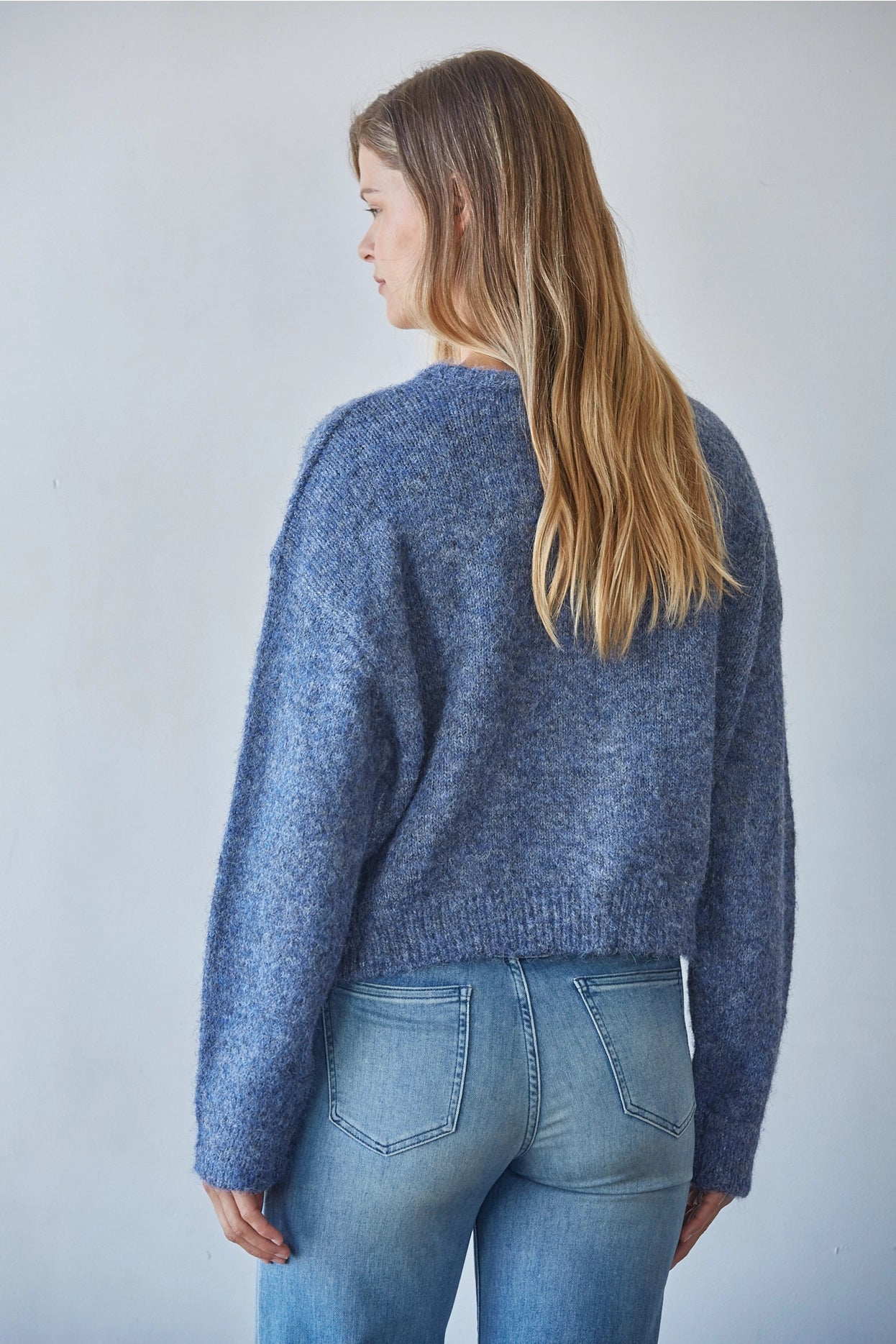 Knit Sweater Round Neck Long Sleeve Cardigan Top
