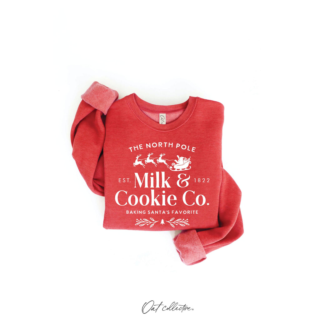 The North Pole Milk & Cookie Graphic Sweatshirt | Heather Green