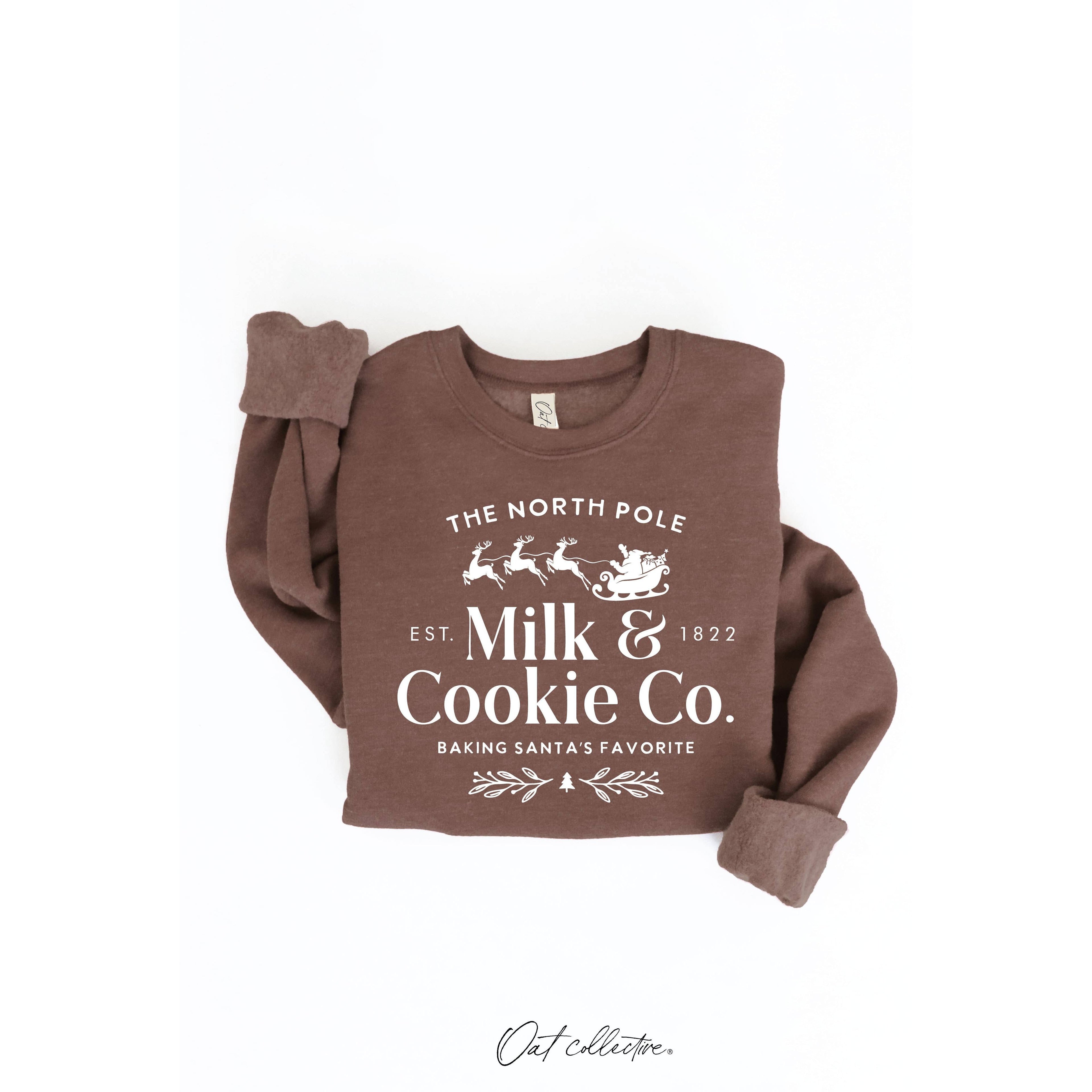 The North Pole Milk & Cookie Graphic Sweatshirt | Heather Green