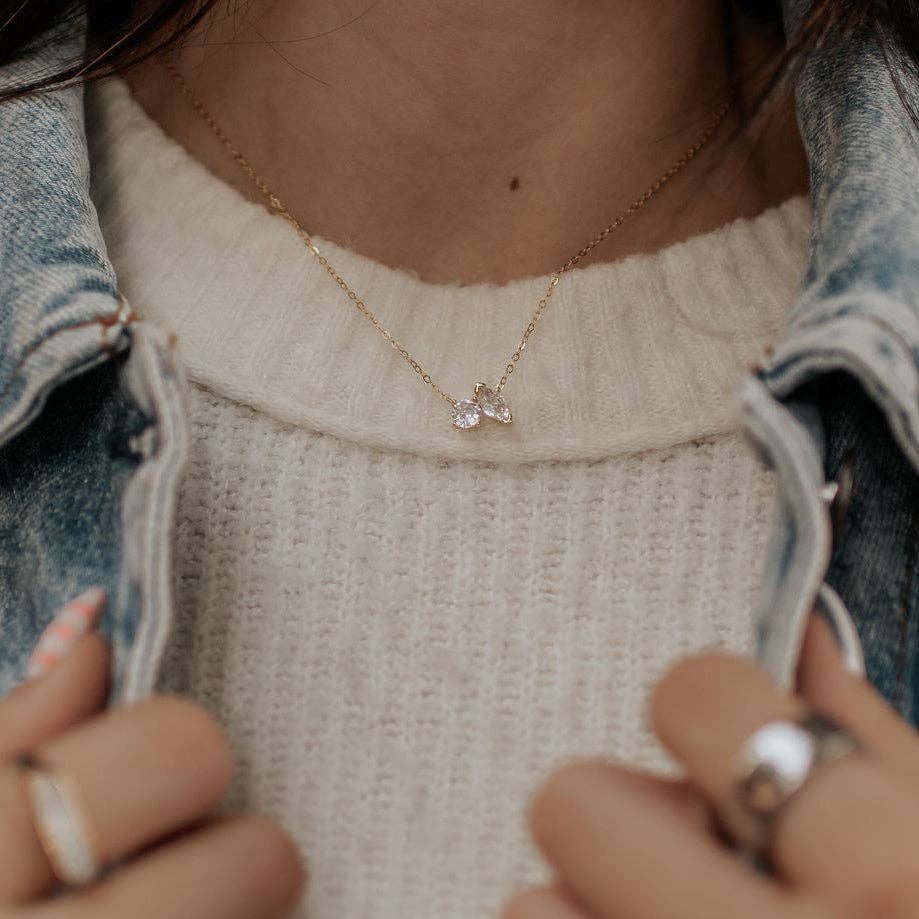 Sloane Two Stone Diamond Necklace | Gold