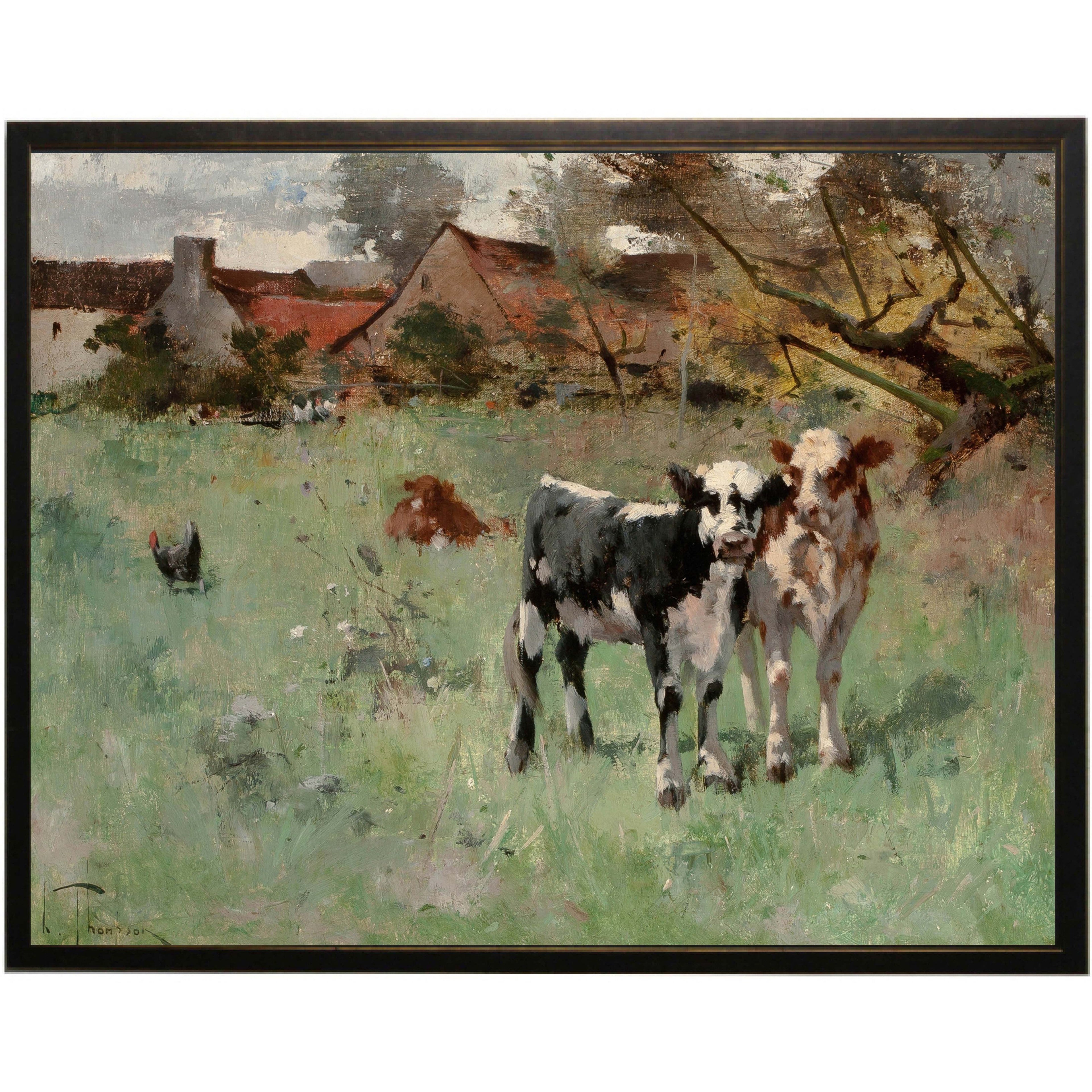 Vintage Calf Oil Painting