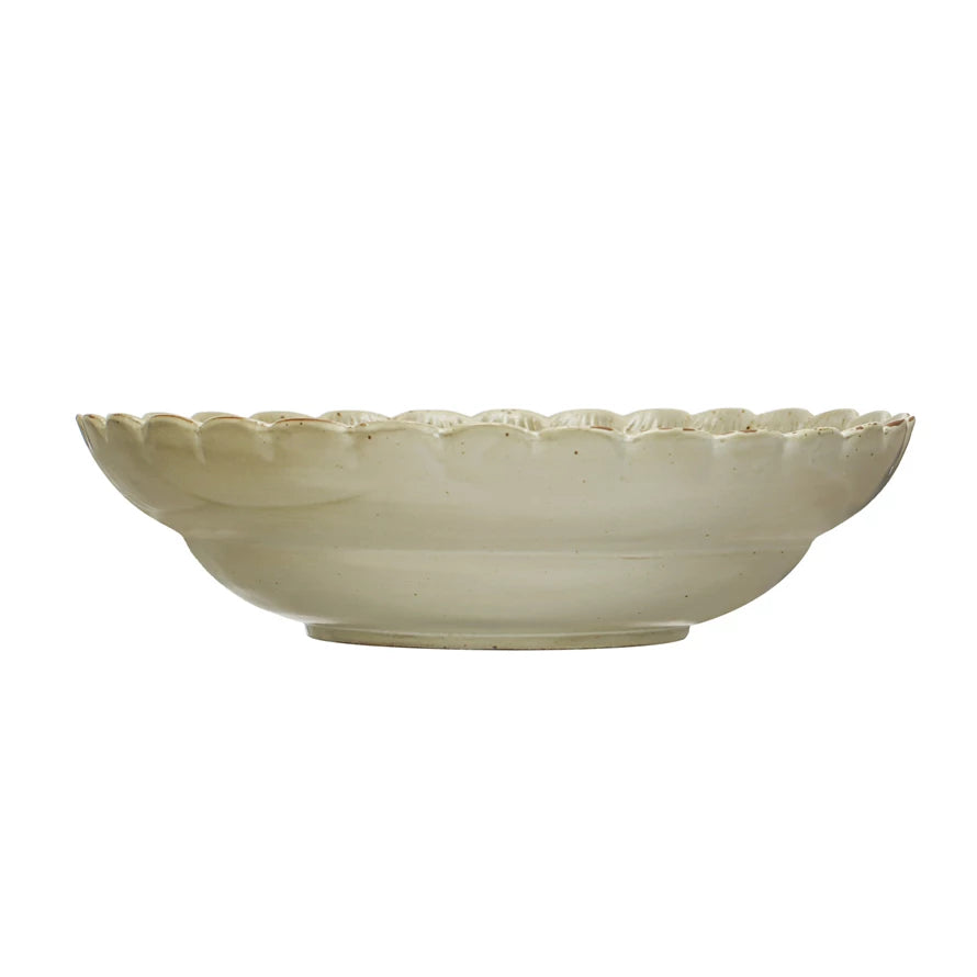 Stoneware Bowl w/Scalloped Edge | Green