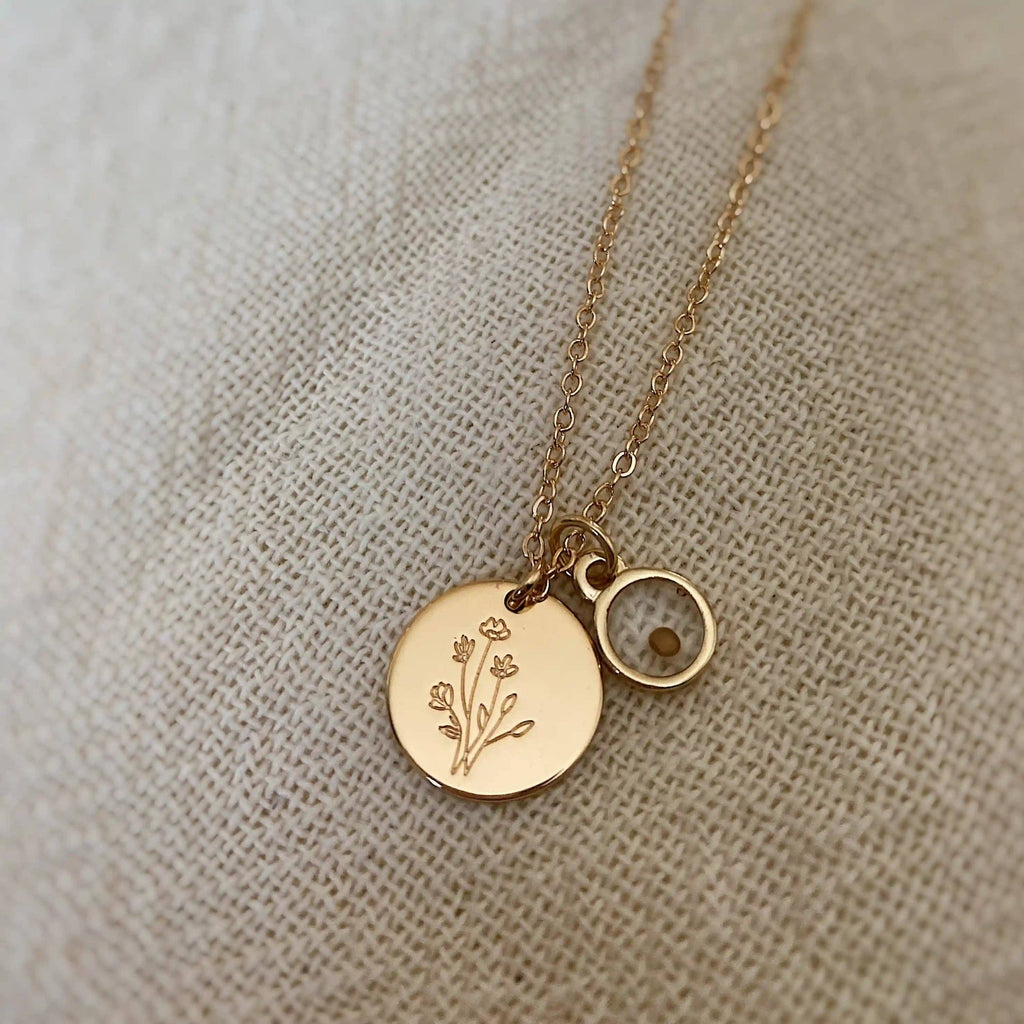 Wildflower Necklace w/Mustard Seed | Gold