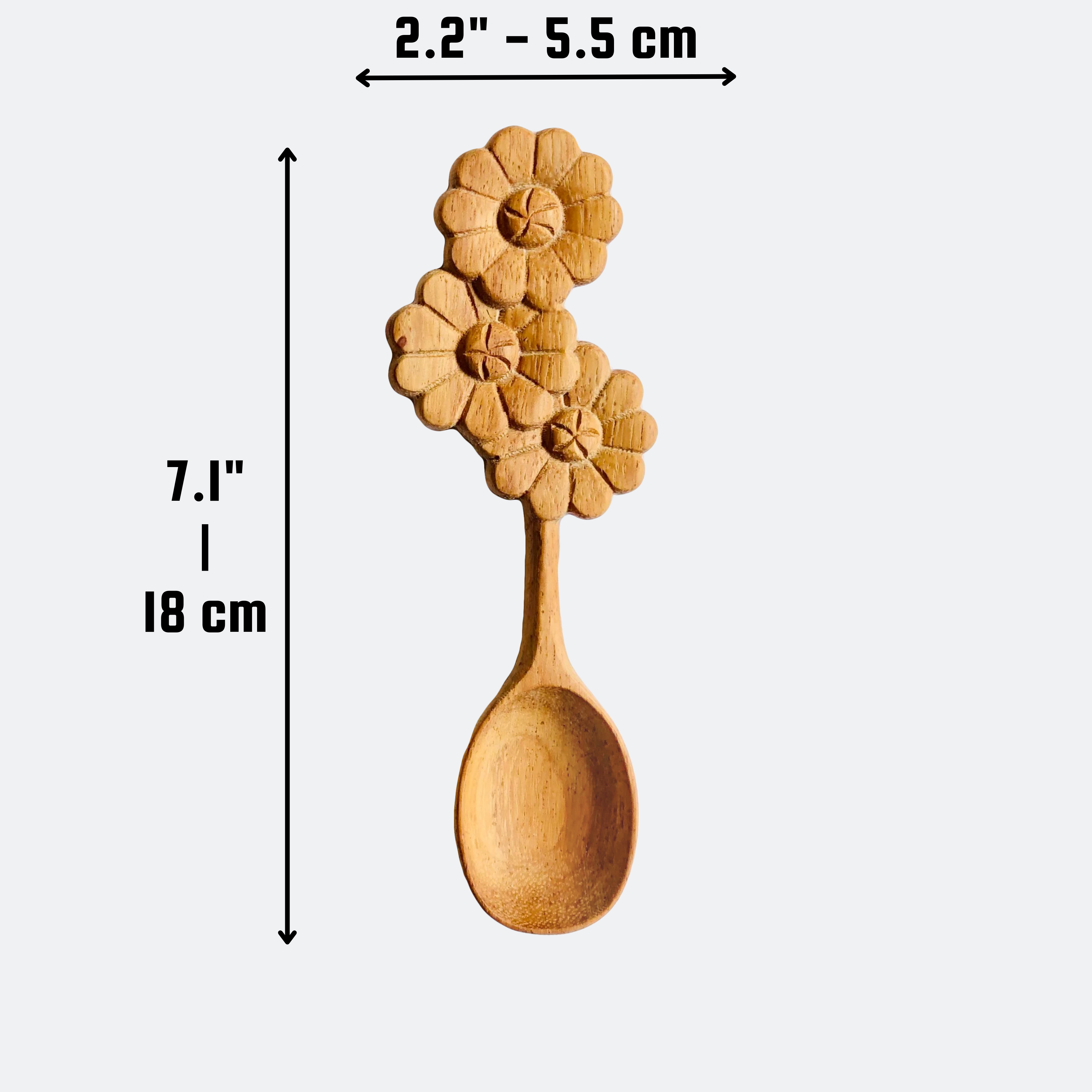 Hand-carved Wooden Spoon w/Flower-Shaped Handle