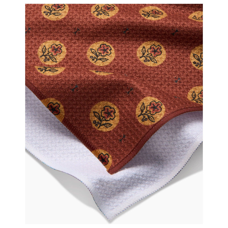 Geometry - Artisanal Floral Orange Tea Towel