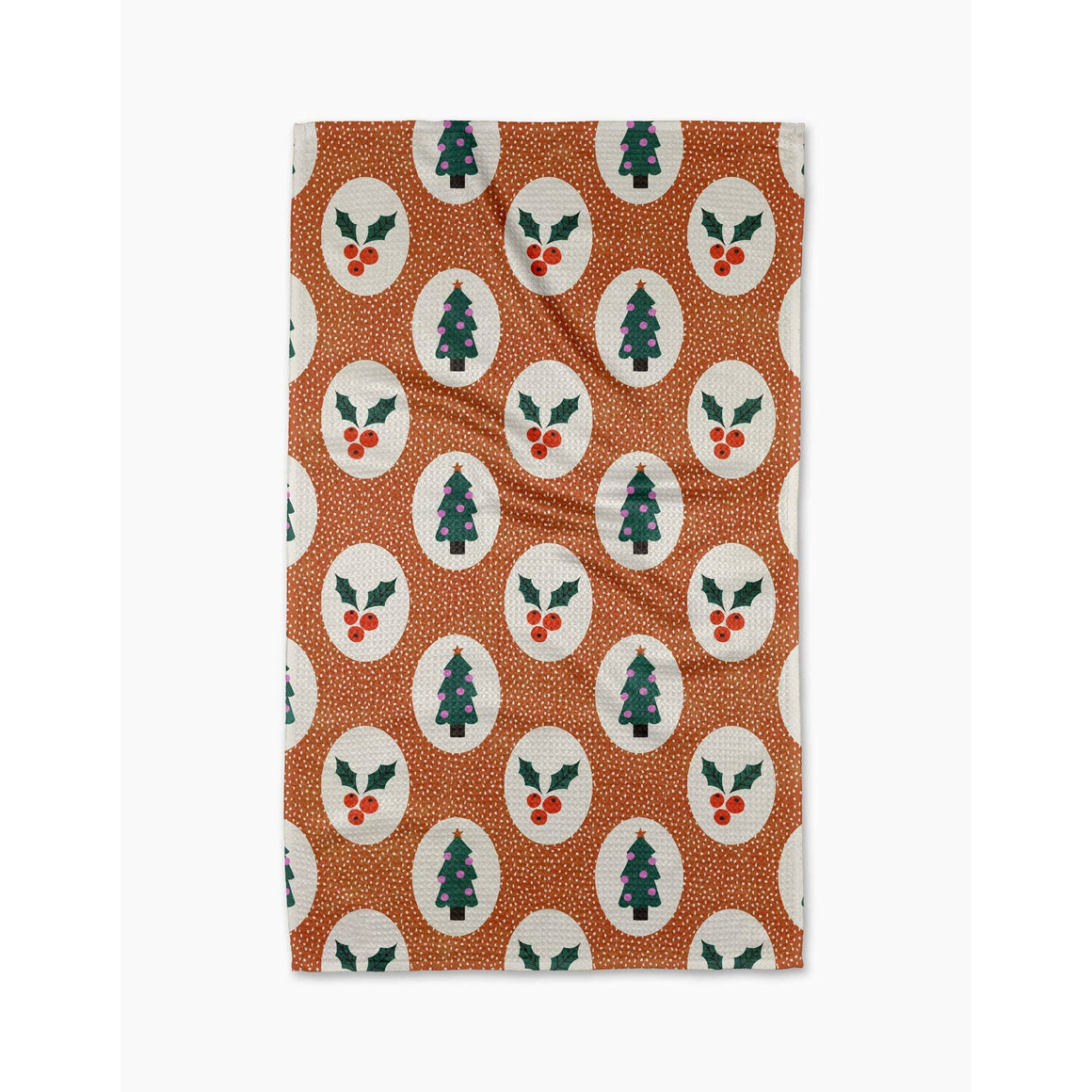 Geometry - Vintage Holly Christmas Tea Towel