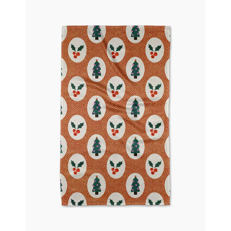 Geometry - Vintage Holly Christmas Tea Towel