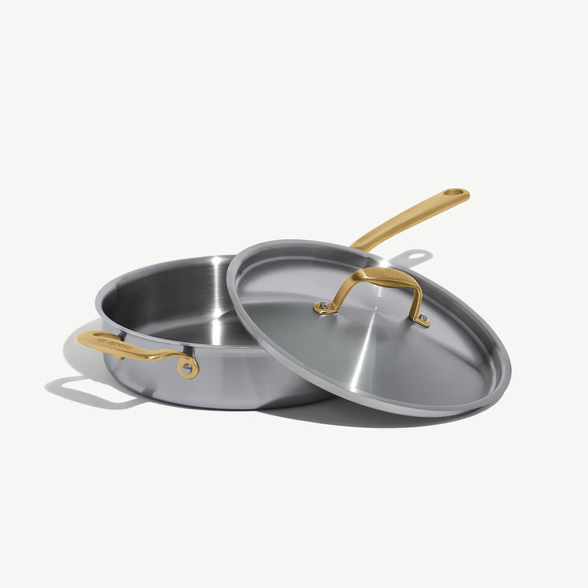 Stainless Clad Saute Pan | Antique Brass Handle