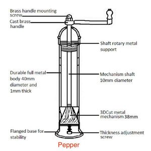The Original 'Brass Mill' | 9" Pepper Grinder