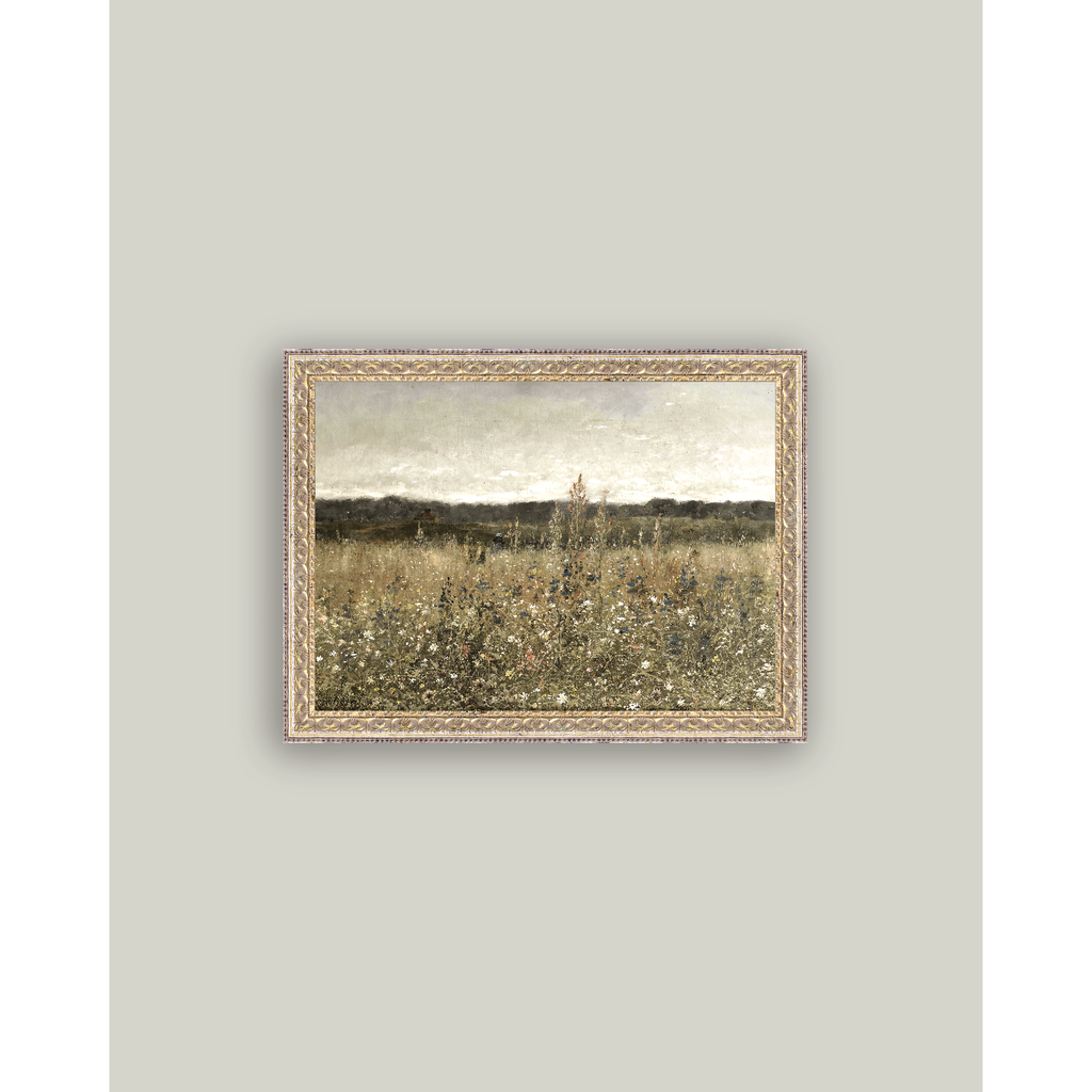 Framed Antique Art | Wildflower Field - 9X7