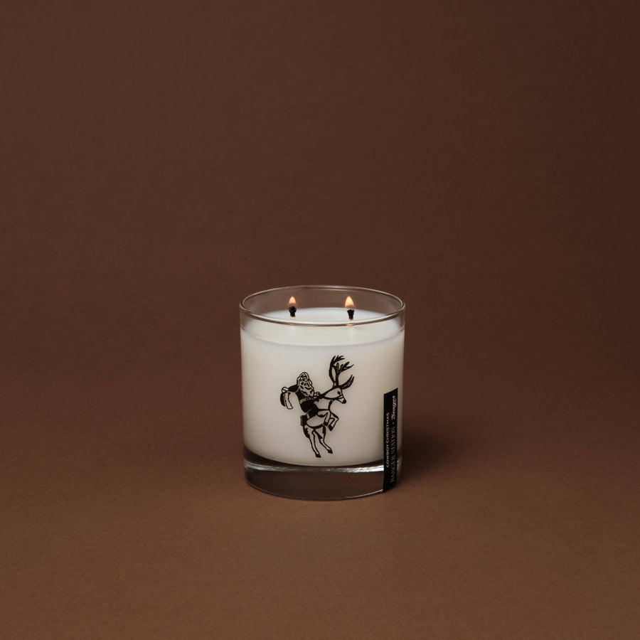 Cowboy Christmas Rocks Glass Candle