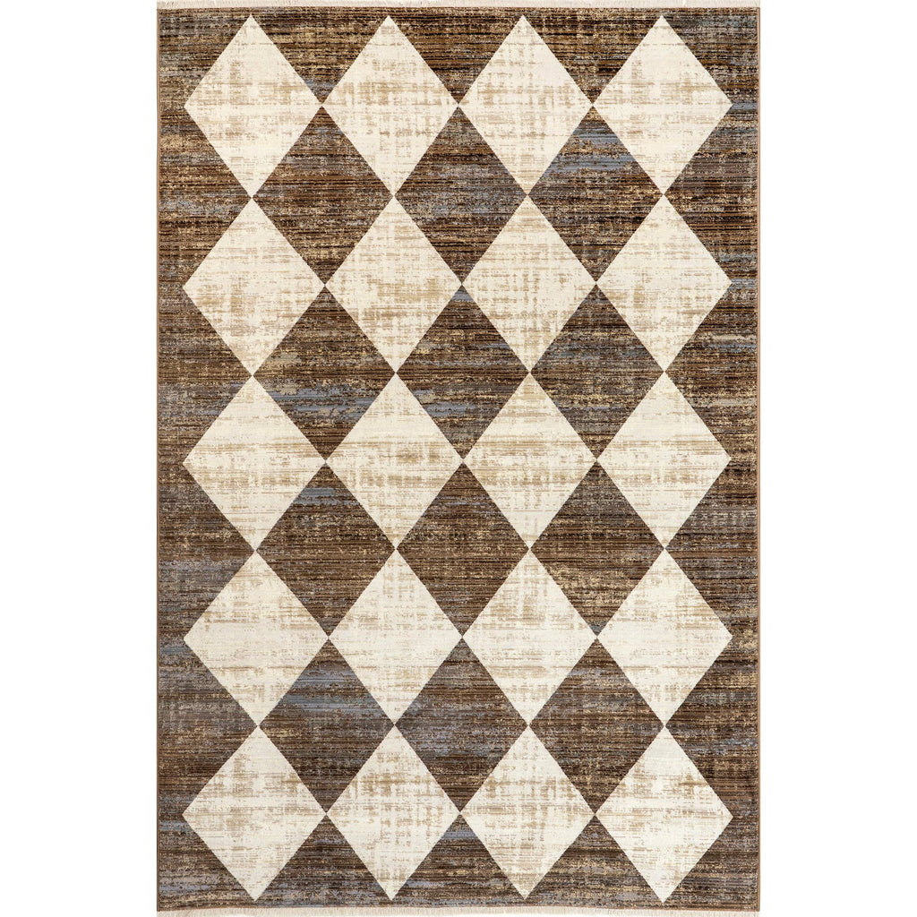 Meline Checkered Fringe Area Rug