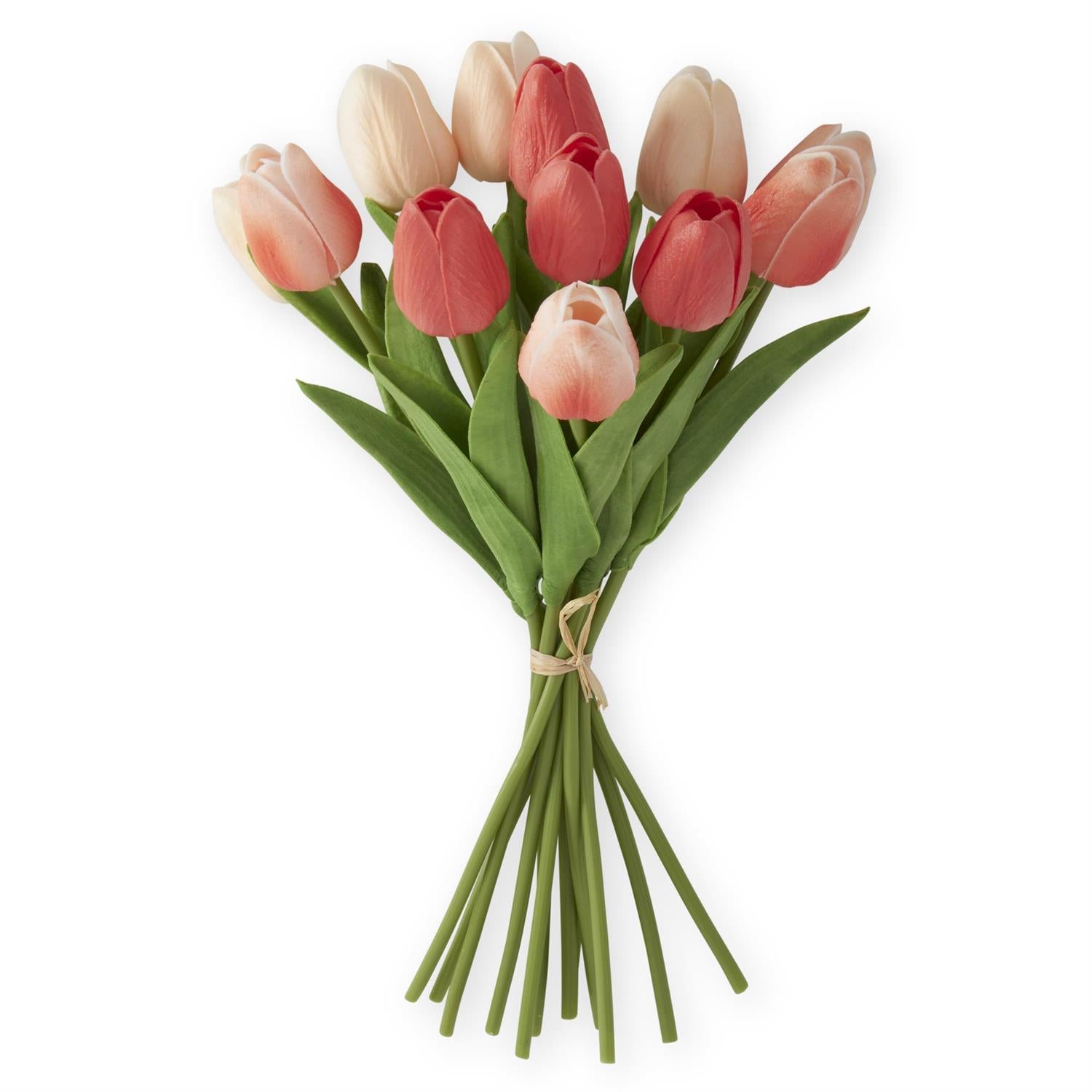 Real Touch Mini Tulip Bouquet Coral & Peach