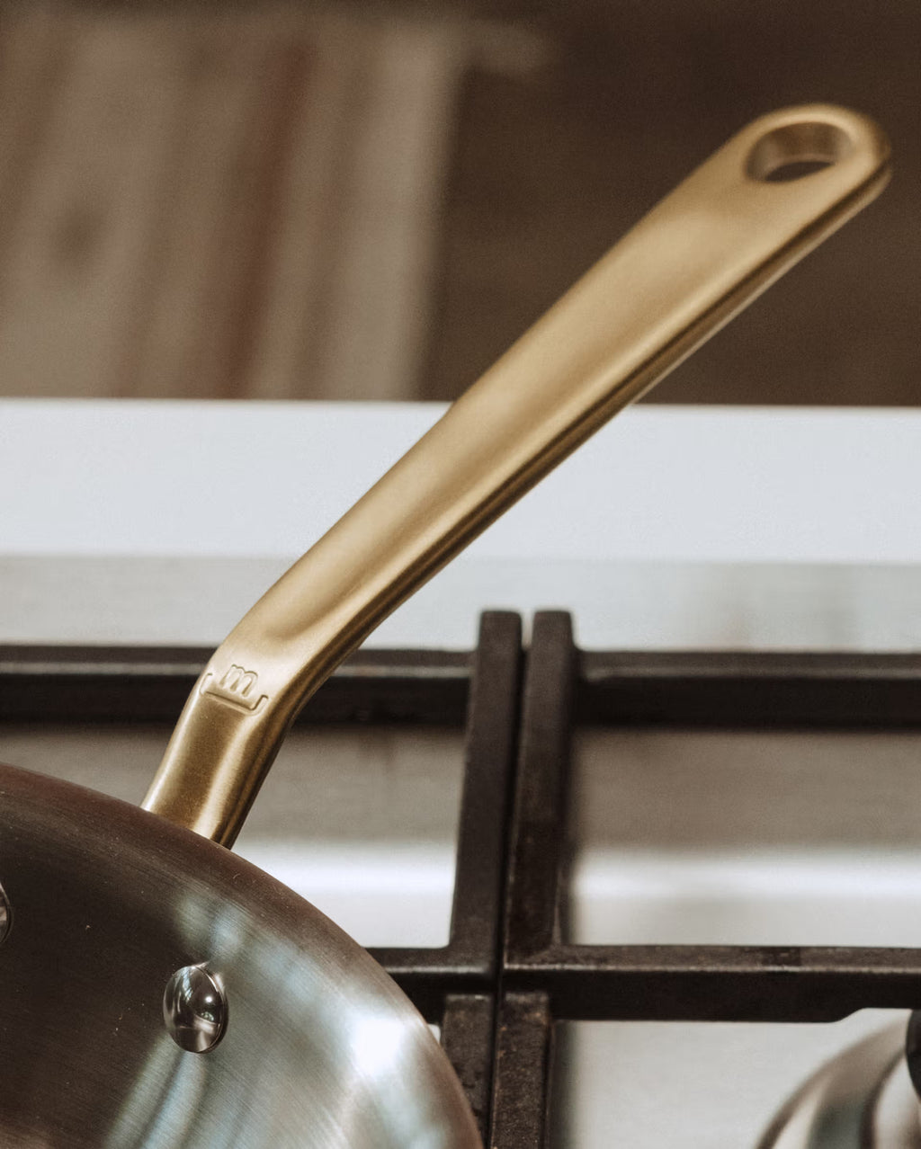 Stainless Clad Saute Pan | Antique Brass Handle