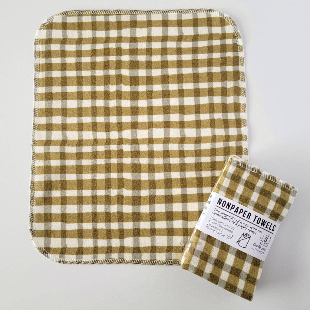 Cruelty-Free Stitchery - NonPaper Towels - Olive Painted Plaid: 10