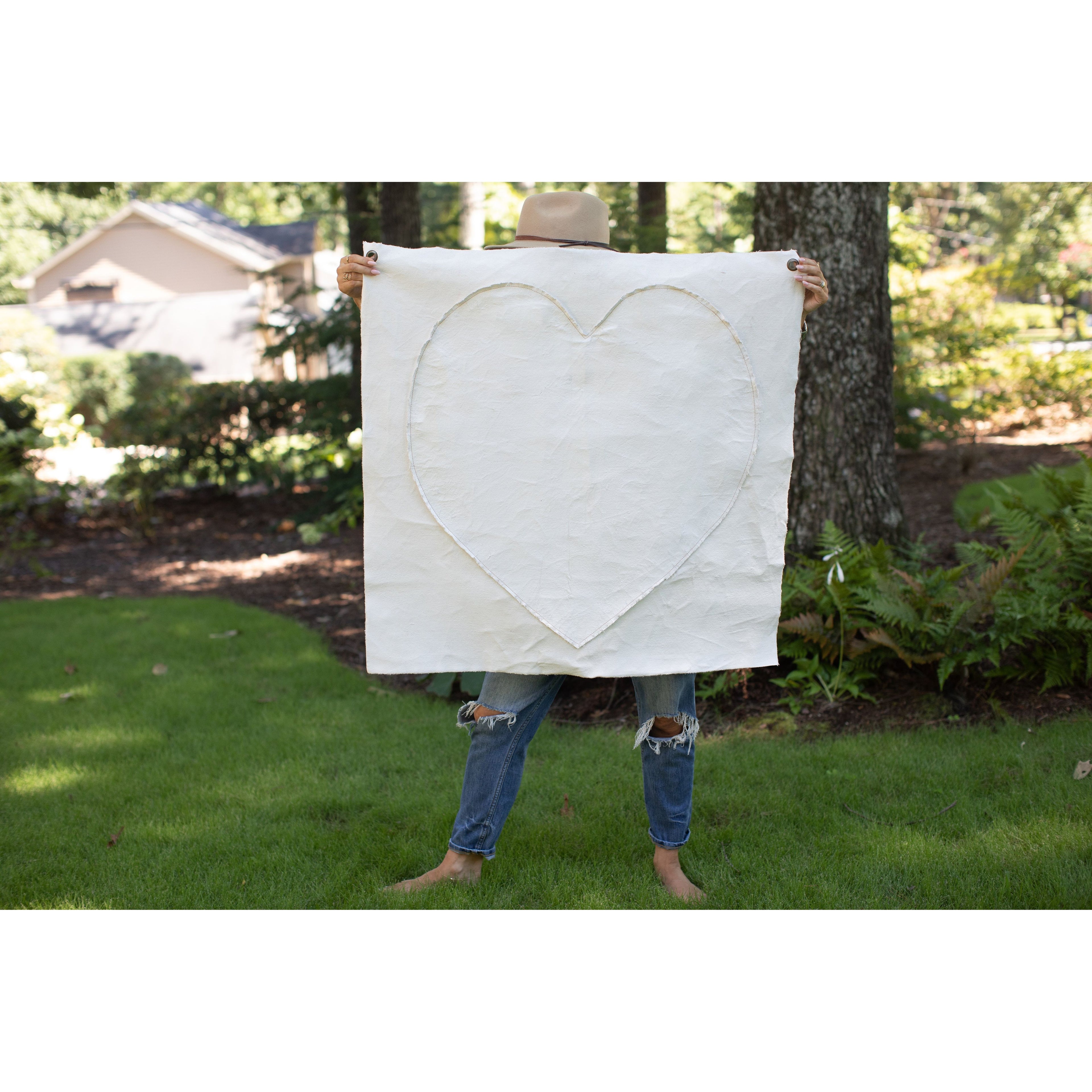 Stitched Heart Hand-Painted Wall Tarp
