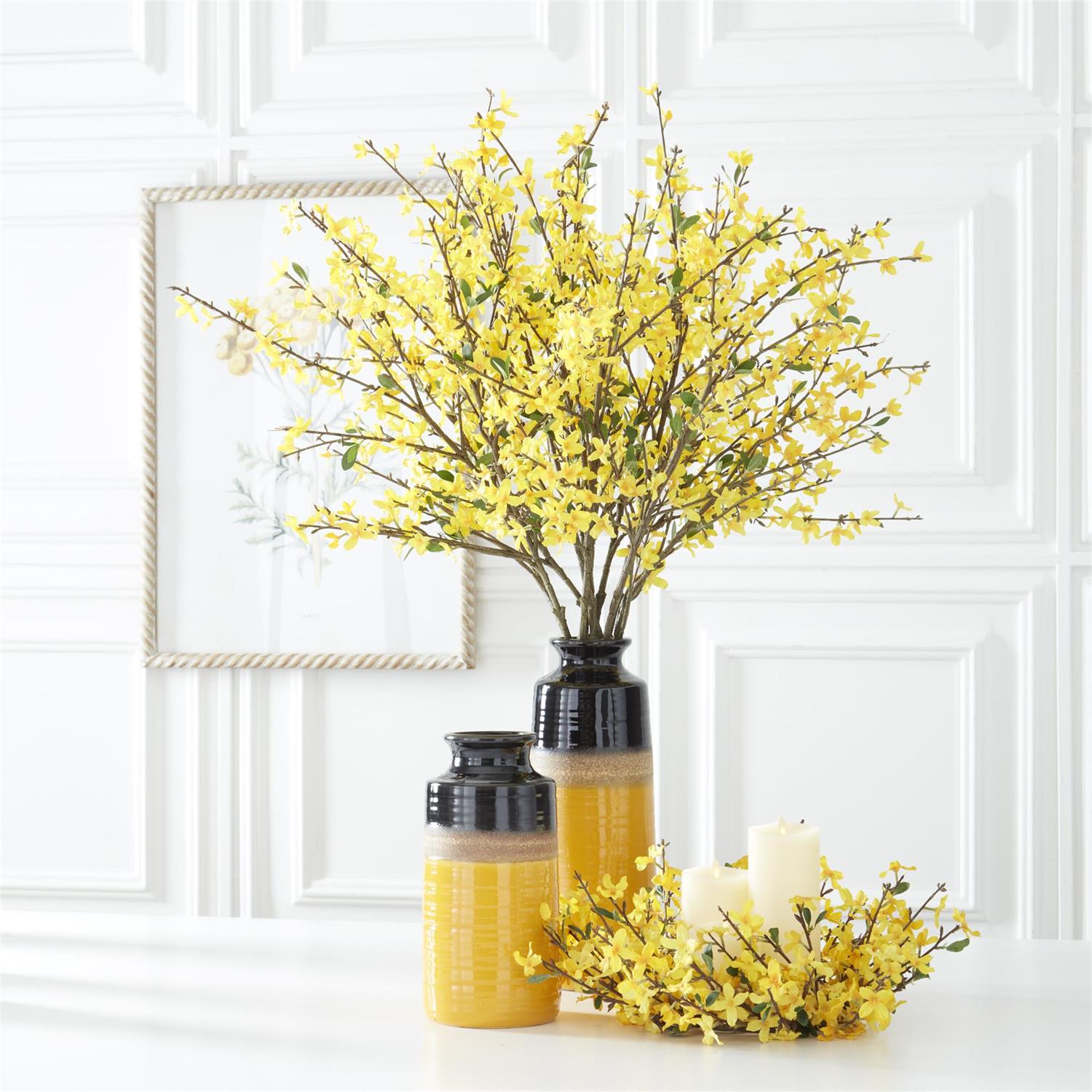 Yellow Forsythia Candle Ring/Wreath